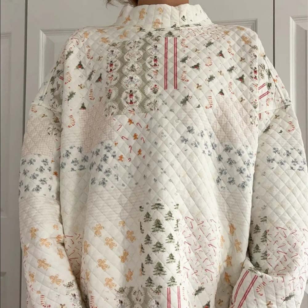 🎅Christmas Bestseller! ❄️🧣Christmas Holiday Quilted Mockneck Sweatshirt Set(✨Same as in the video)