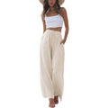 🎉Hot Sale 49% OFF🎉Faleave Women's Cotton Linen Summer Palazzo Pants Flowy Wide Leg Beach Trousers with Pockets